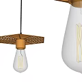 Modern Woven Pendant Light with Clear Bulb and Filament Design