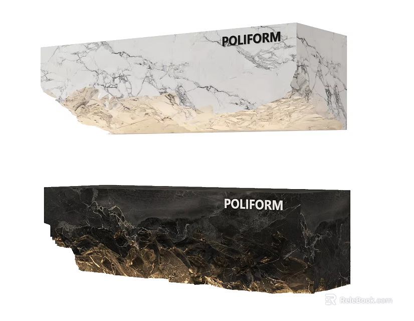 Poliform Modern Reception Desk With White And Black Marble Elegant Design 3d model 