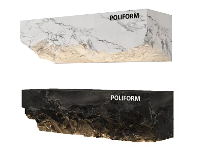 Poliform Modern Reception Desk With White And Black Marble Elegant Design 3d model