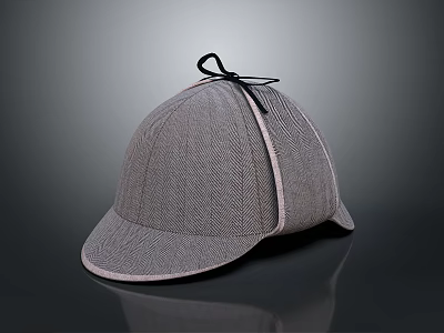 Gray Tweed Classic Hat With Flat Brim And Tie Closure Design 3d model Gray Tweed Classic Hat With Flat Brim And Tie Closure Design 3d model