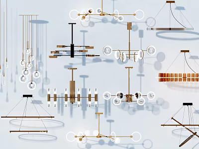 Diverse Modern Chandeliers With Metal Frames Glass Shades And Stylish Hanging Design Elements 3d model