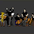 Game and Movie Characters Performing as Classical Orchestra Musicians with Instruments
