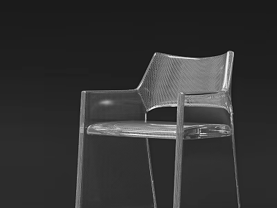 Modern Transparent Single Chair Featuring Mesh Backrest Sleek Design And Clear Frame 3d model