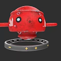 Red Cartoon Character Creature With Maple Leaf Symbol Big Eyes And Circular Base