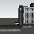 Modern High Rise Office Building With Glass Curtain Wall And Blue Sky White Clouds Background