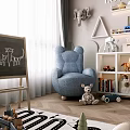 Charming Kids Room Interior With Teepee Blue Armchair And Cloud Lights
