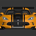 Yellow Sports Car With Black Stripes Rear Spoiler And Aerodynamic Exterior Design