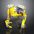 Yellow Four Legged Robot Biomorphic Design With Mechanical Structure And Sensors Lights