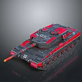 Red And Black Military Tank With Modern Armored Design And Detailed Exterior