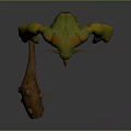 Green Skinned Fantasy Creature Character With Red Horns And Wooden Club