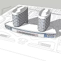 Modern Curved Multi Storey Building Exterior Design With Glass Curtain Wall And Large Windows