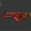 Orange Futuristic Sci Fi Weapon With Mechanical Structure And Sleek Design