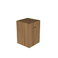 Wooden Cube Coffee Table With Natural Wood Grain And Side Open Handle Design