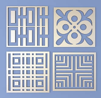 Metal Carved Square Carved Traditional Pattern Lattice Carved Pattern 3d model