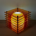 Modern Cube Shaped Table Lamp With Transparent Layered Design And Amber Glow