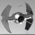 Detailed Silver TIE Fighter Model With Black Wings And Cockpit Design