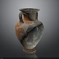 Ancient Greek Carved Amphora With Colorful Figural Patterns And Traditional Design