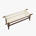 Modern Minimalist Sofa Bench With Wooden Frame And Rattan Seat Design