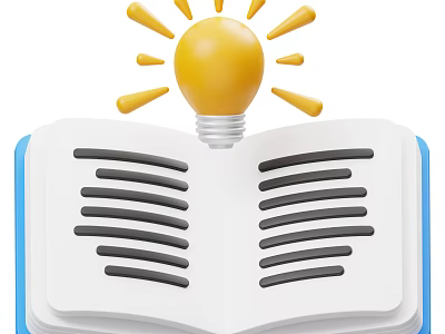 Creative Decorative Ornament Set with Open Book and Light Bulb 3d model