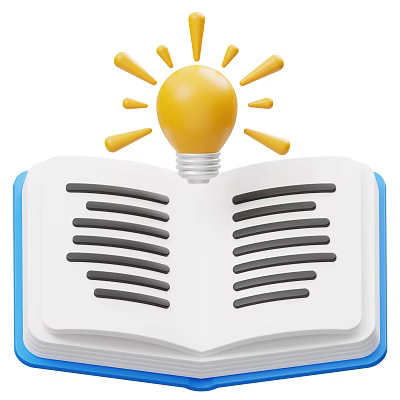 Creative Decorative Ornament Set with Open Book and Light Bulb 3d model