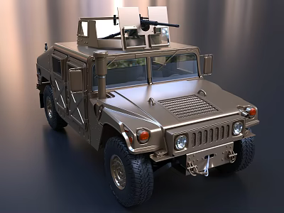 Bronze Military Style Off Road Vehicle with Roof Mounted Equipment and Rugged Design 3d model