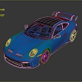 Blue Sports Car With Sleek Design Black Roof And Rear Spoiler
