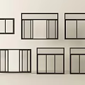 Various Black Framed Window Styles With Different Panel Configurations And Designs 3d model