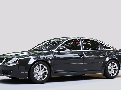 Black Four Door Sedan With Shiny Body And Silver Rims 3d model