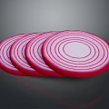 Fresh Red Onion Slices Showing Thin Concentric Red And White Rings Arranged Neatly