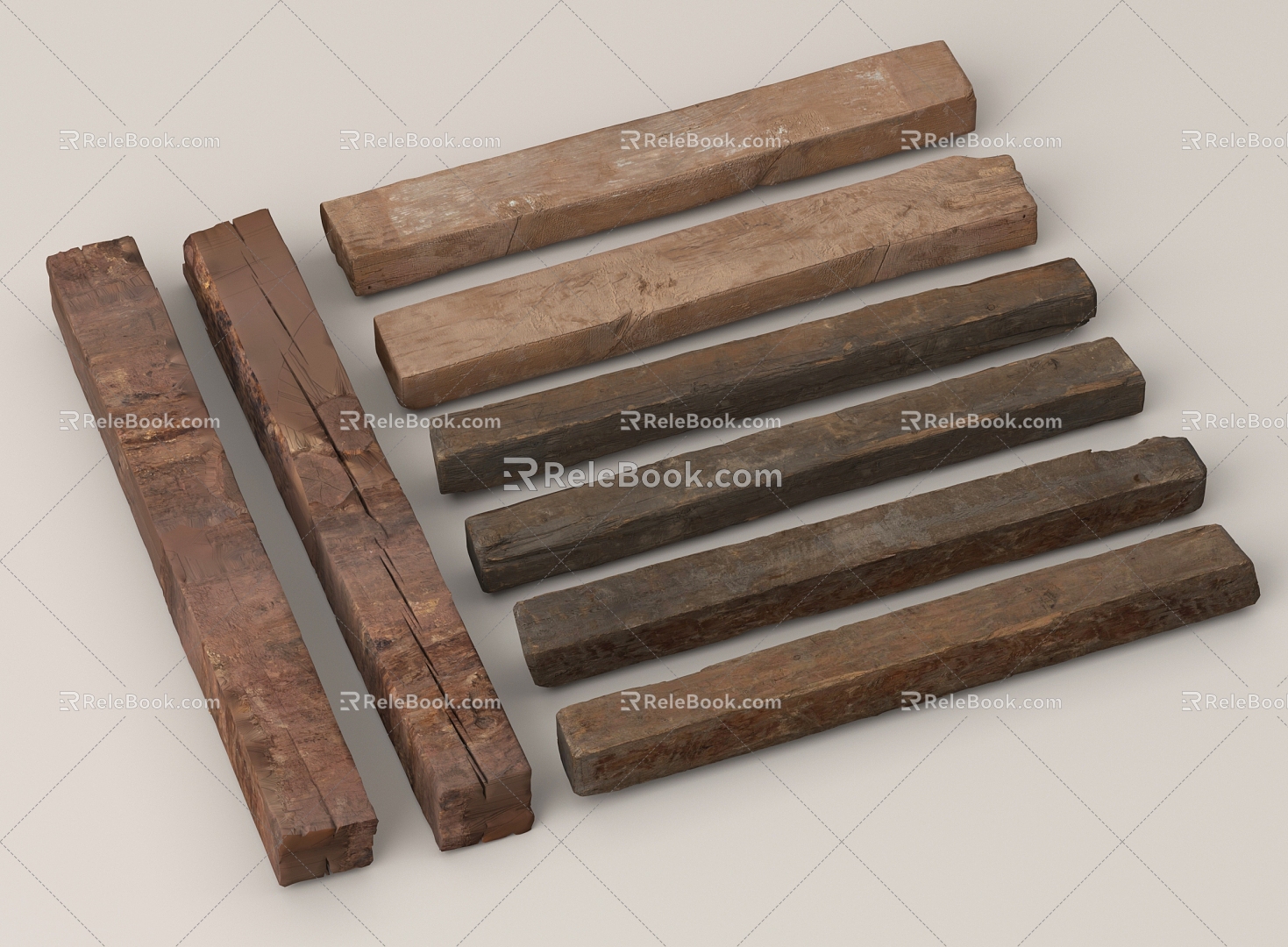 Wood Pillar Old Wood Old Wood Rotten Wood Member Wood Strip Square Wood Sleeper 3d model