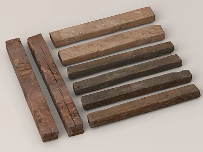 Natural Stone And Wood Strips With Different Colors And Varied Textures 3d model