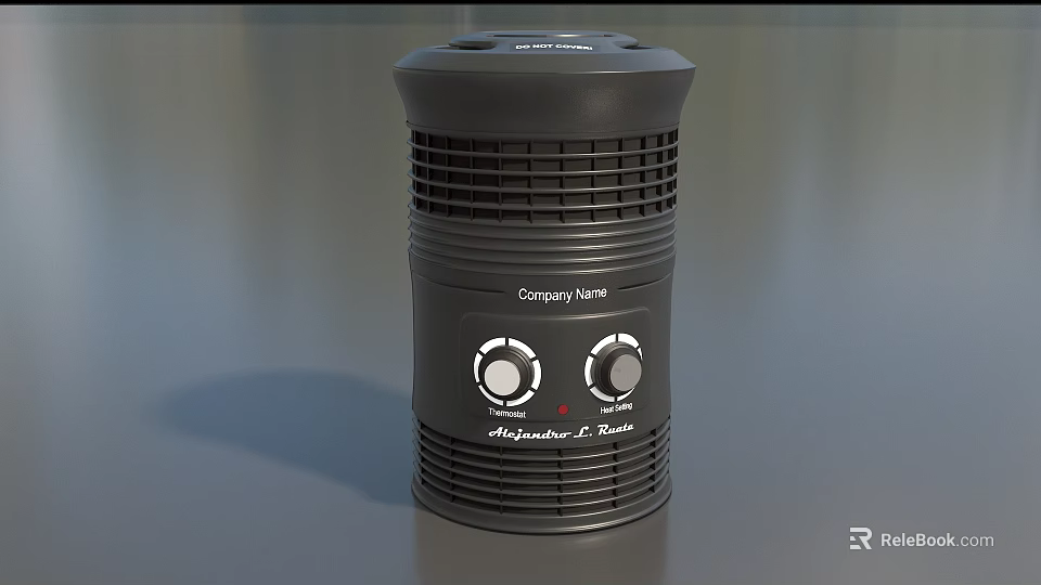 Cozy Heat Portable Heater With Two Control Knobs And Modern Gray Design 3d model