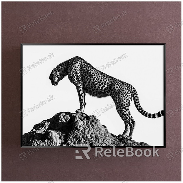 Modern animal painting gray study animal leopard decorative painting model