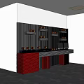 Modern Display Shelving Unit With Red Base Multi-tiered Racks And Counter Top Computers 3d model