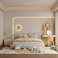Cozy Kids Room Interior With Bed Stuffed Toys Shelves Decorative Light And Soft Rug