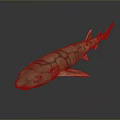 Realistic 3D Rendered Brown Striped Shark Aquatic Animal Model With Details