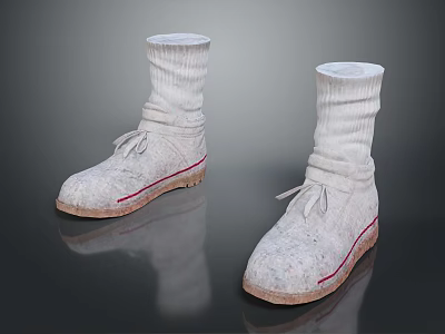 White Socks Boots with Fabric Upper Red Trim and White Laces Design 3d model