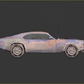 Vintage Rusty Muscle Car With Two Door Design Classic Wheels And Metallic Finish