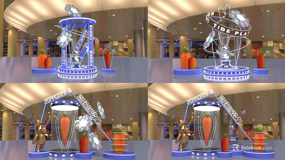 Elegant Carrot Themed Display Stand With Decorative Lighting Elements 3d model 