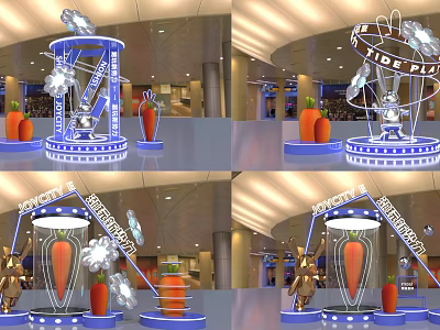 Elegant Carrot Themed Display Stand With Decorative Lighting Elements 3d model