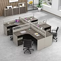 Functional Modern Office Desk Cubicles With Laptop Notebook And Office Plant