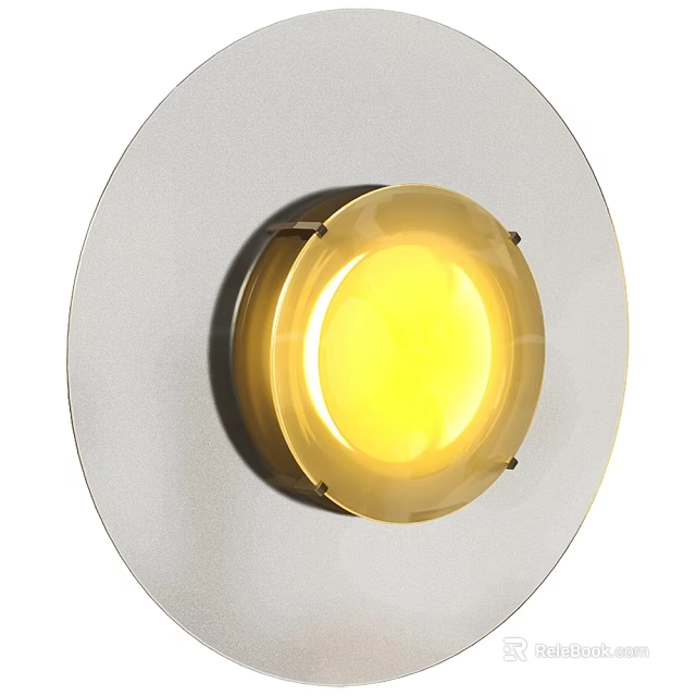Round Modern Wall Light with Yellow Illumination and Glass Shade Mounted on Wall 3d model 