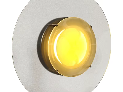 Round Modern Wall Light with Yellow Illumination and Glass Shade Mounted on Wall 3d model