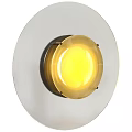 Round Modern Wall Light with Yellow Illumination and Glass Shade Mounted on Wall