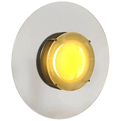 Round Modern Wall Light with Yellow Illumination and Glass Shade Mounted on Wall 3d model