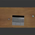 Wooden Office Desk Featuring Laptop Pen Holder Water Bottle And Trash Bin With Crumbled Paper