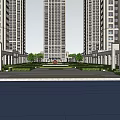 Modern High Rise Residential Complex With Central Garden Water Pool And Green Landscape Design