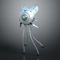 Sleek Metallic Mechanical Device With Multi Legged Structure And Circular Core