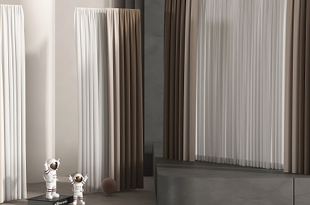 Modern Fabric Curtain Pleated Fabric Yarn 3d model