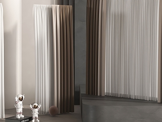 Modern Fabric Curtain Pleated Fabric Yarn 3d model